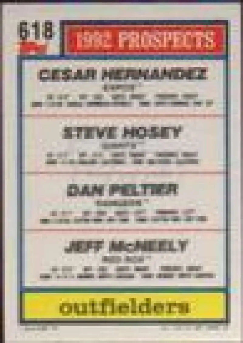 1992 Topps Micro #618 Cesar Hernandez/Steve Hosey/Dan Peltier/Jeff McNeely NM-MT RC Rookie Montreal Expos/San Francisco