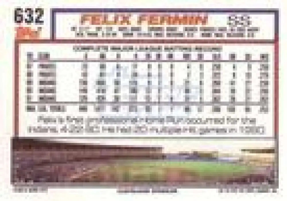 1992 Topps Micro #632 Felix Fermin NM-MT Cleveland Indians Baseball Card - Baseball Card Single