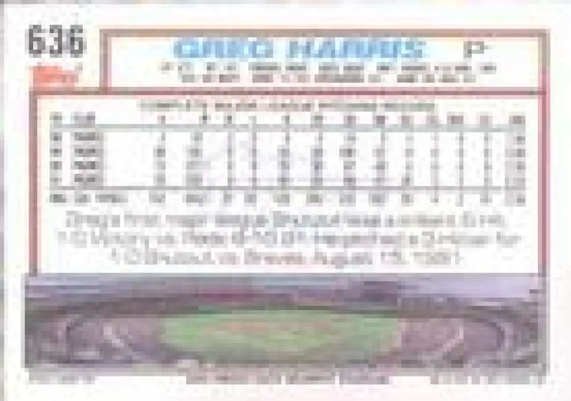 1992 Topps Micro #636 Greg Harris NM-MT San Diego Padres Baseball Card - Baseball Card Single