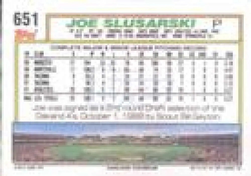 1992 Topps Micro #651 Joe Slusarski NM-MT Oakland Athletics Baseball Card - Baseball Card Single
