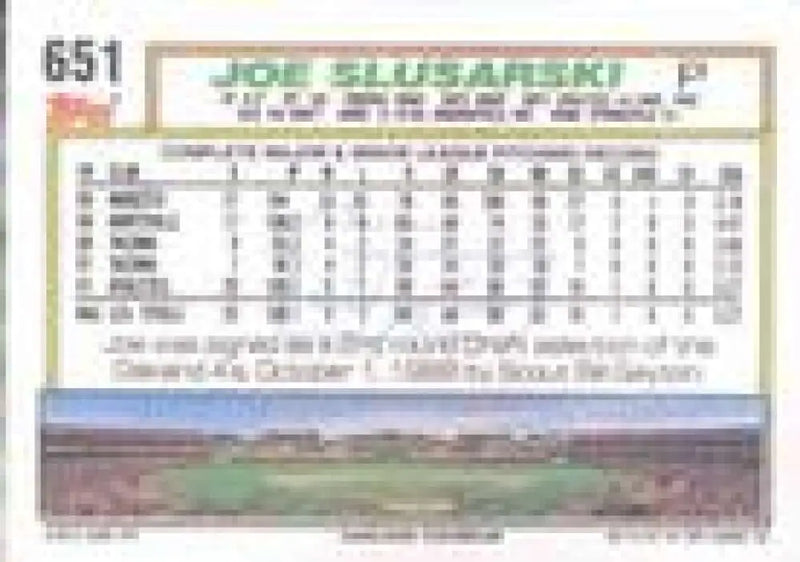 1992 Topps Micro #651 Joe Slusarski NM-MT Oakland Athletics Baseball Card - Baseball Card Single