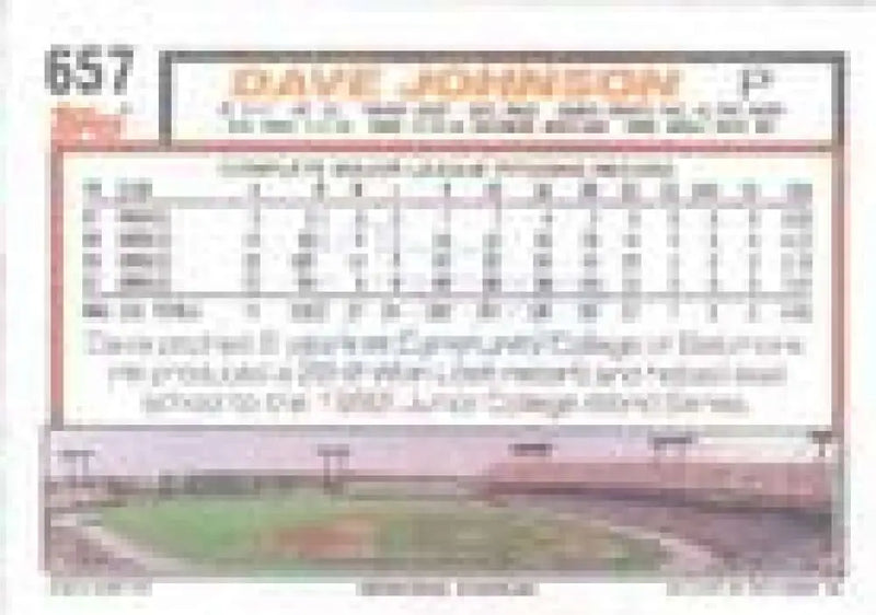1992 Topps Micro #657 Dave Johnson NM-MT Baltimore Orioles Baseball Card - Baseball Card Single