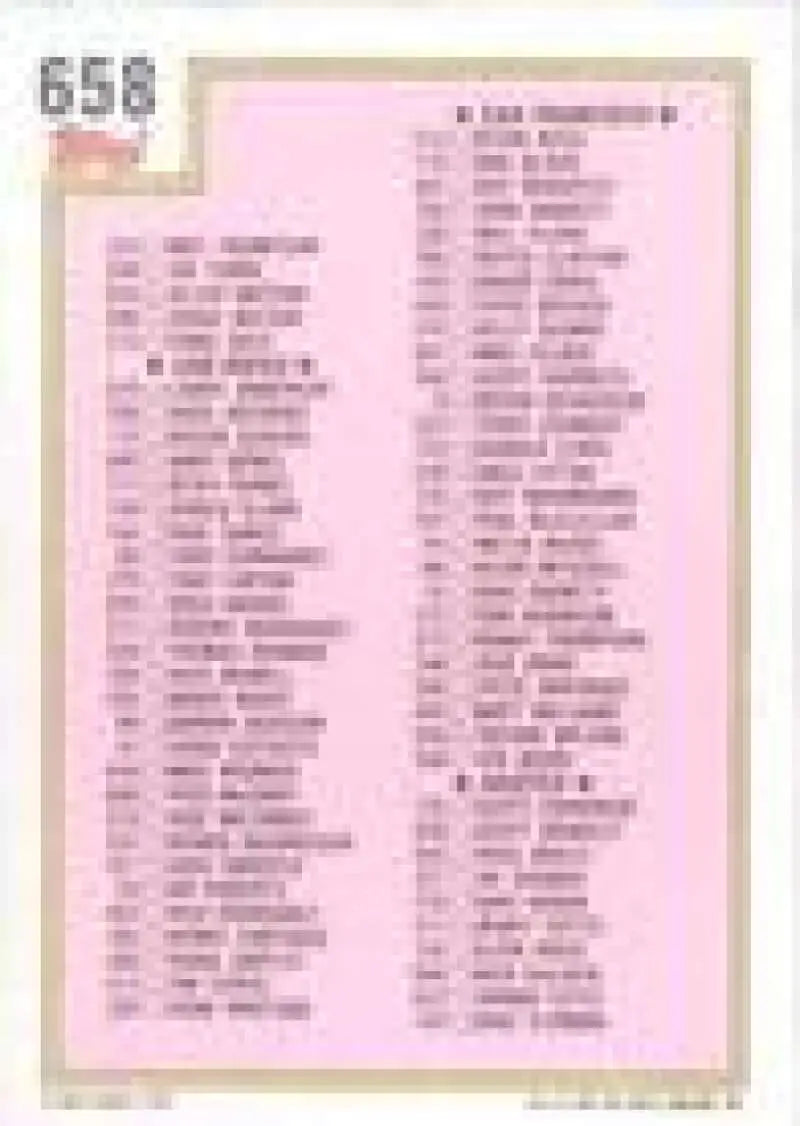 1992 Topps Micro #658 Checklist 529-660 NM-MT Baseball Card - Baseball Card Single