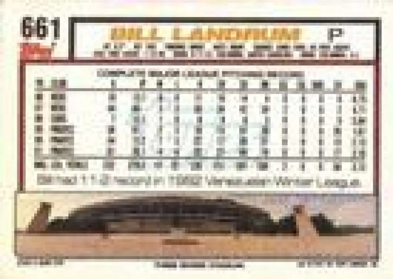 1992 Topps Micro #661 Bill Landrum NM-MT Pittsburgh Pirates Baseball Card - Baseball Card Single