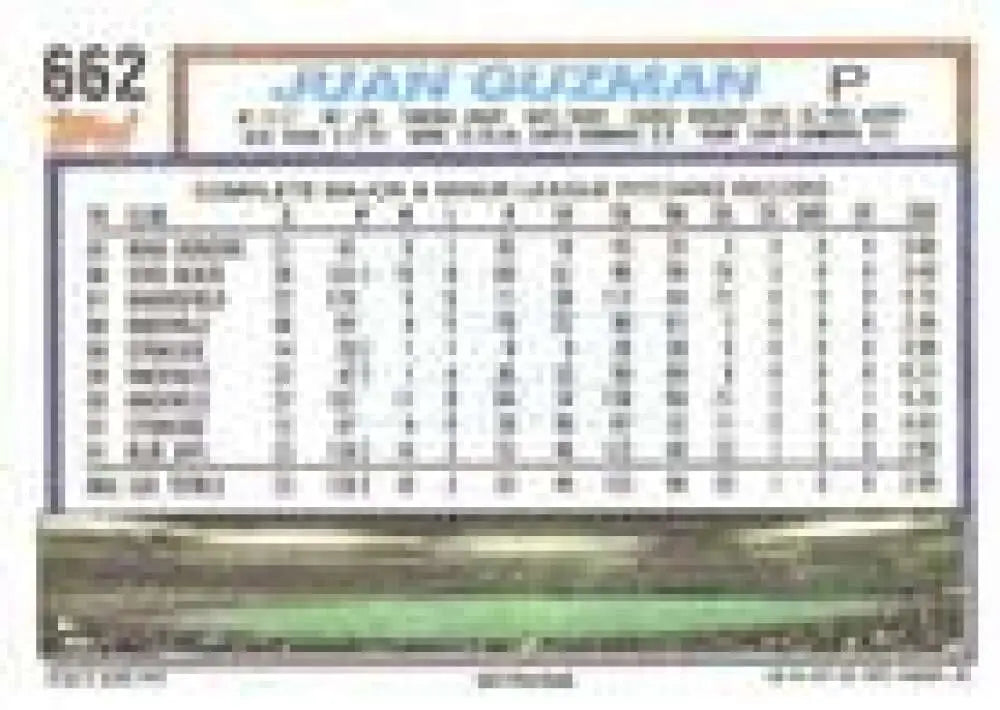 1992 Topps Micro #662 Juan Guzman NM-MT Toronto Blue Jays Baseball Card - Baseball Card Single
