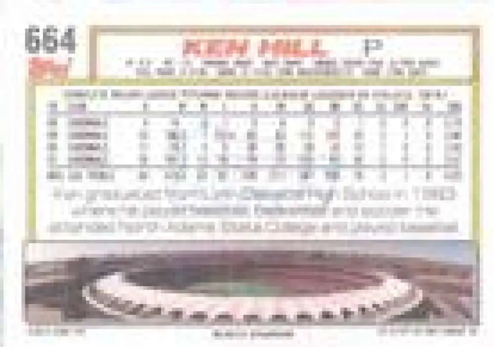 1992 Topps Micro #664 Ken Hill NM-MT St. Louis Cardinals Baseball Card - Baseball Card Single