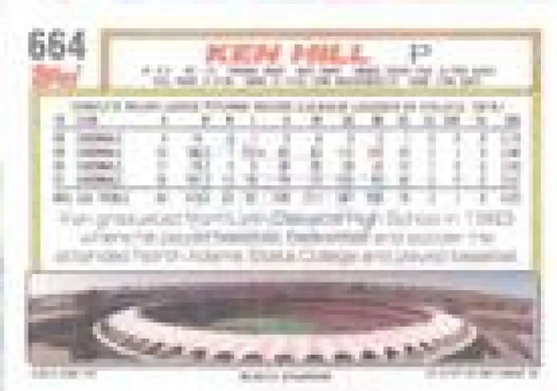 1992 Topps Micro #664 Ken Hill NM-MT St. Louis Cardinals Baseball Card - Baseball Card Single