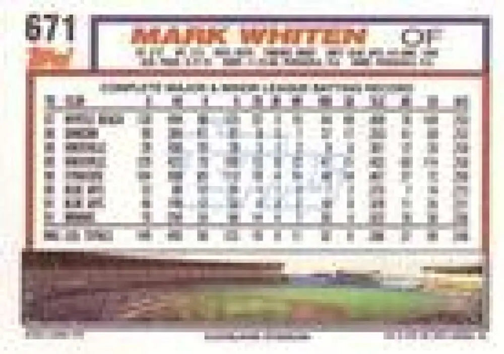 1992 Topps Micro #671 Mark Whiten NM-MT Cleveland Indians Baseball Card - Baseball Card Single
