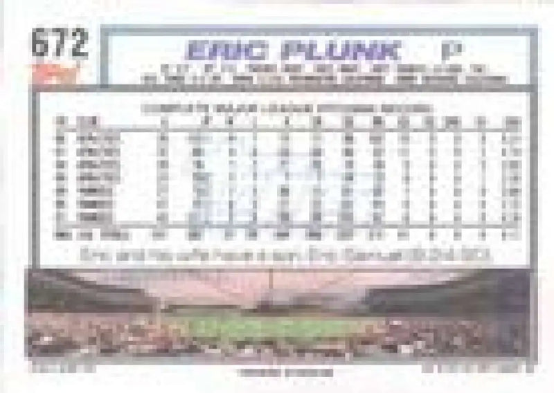 1992 Topps Micro #672 Eric Plunk NM-MT New York Yankees Baseball Card - Baseball Card Single