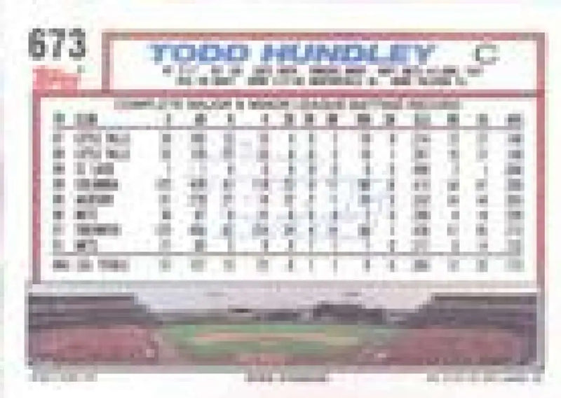 1992 Topps Micro #673 Todd Hundley NM-MT New York Mets Baseball Card - Baseball Card Single