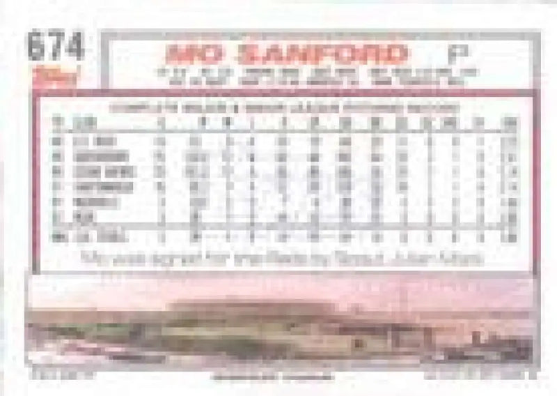 1992 Topps Micro #674 Mo Sanford NM-MT Cincinnati Reds Baseball Card - Baseball Card Single