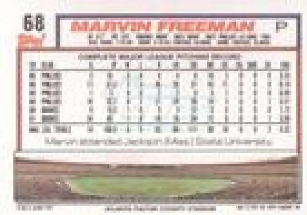 1992 Topps Micro #68 Marvin Freeman NM-MT Atlanta Braves Baseball Card - Baseball Card Single