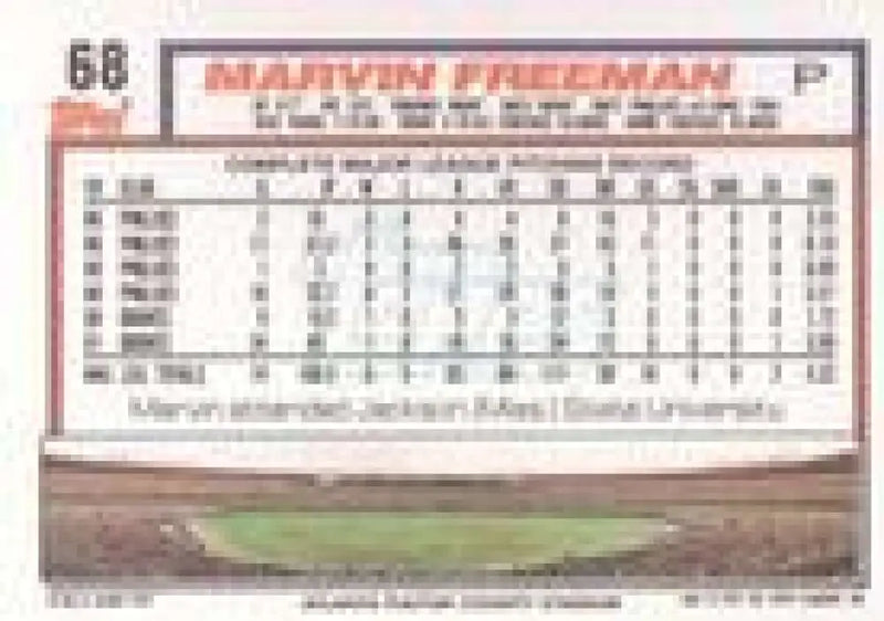 1992 Topps Micro #68 Marvin Freeman NM-MT Atlanta Braves Baseball Card - Baseball Card Single