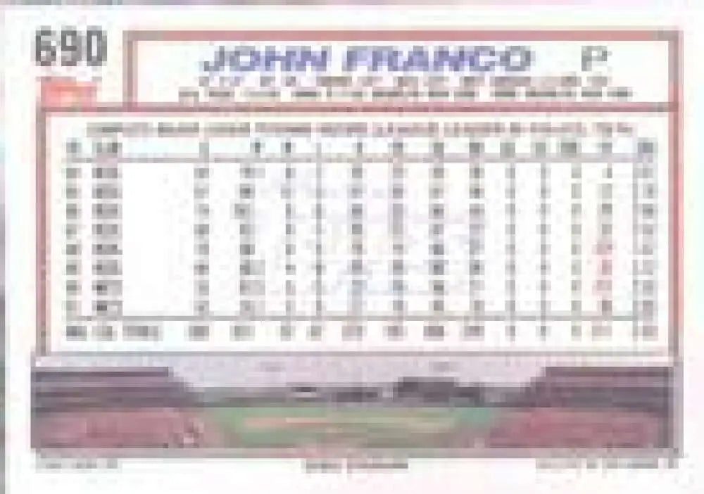 1992 Topps Micro #690 John Franco NM-MT New York Mets Baseball Card - Baseball Card Single