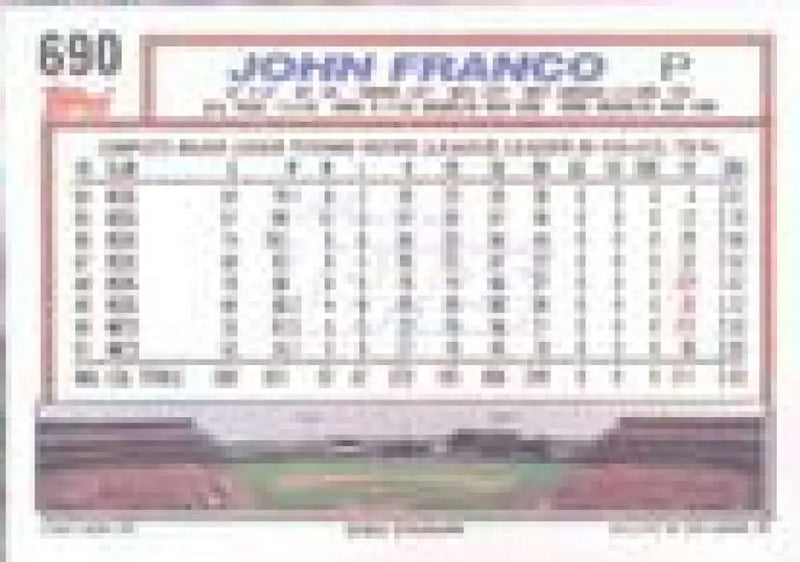 1992 Topps Micro #690 John Franco NM-MT New York Mets Baseball Card - Baseball Card Single