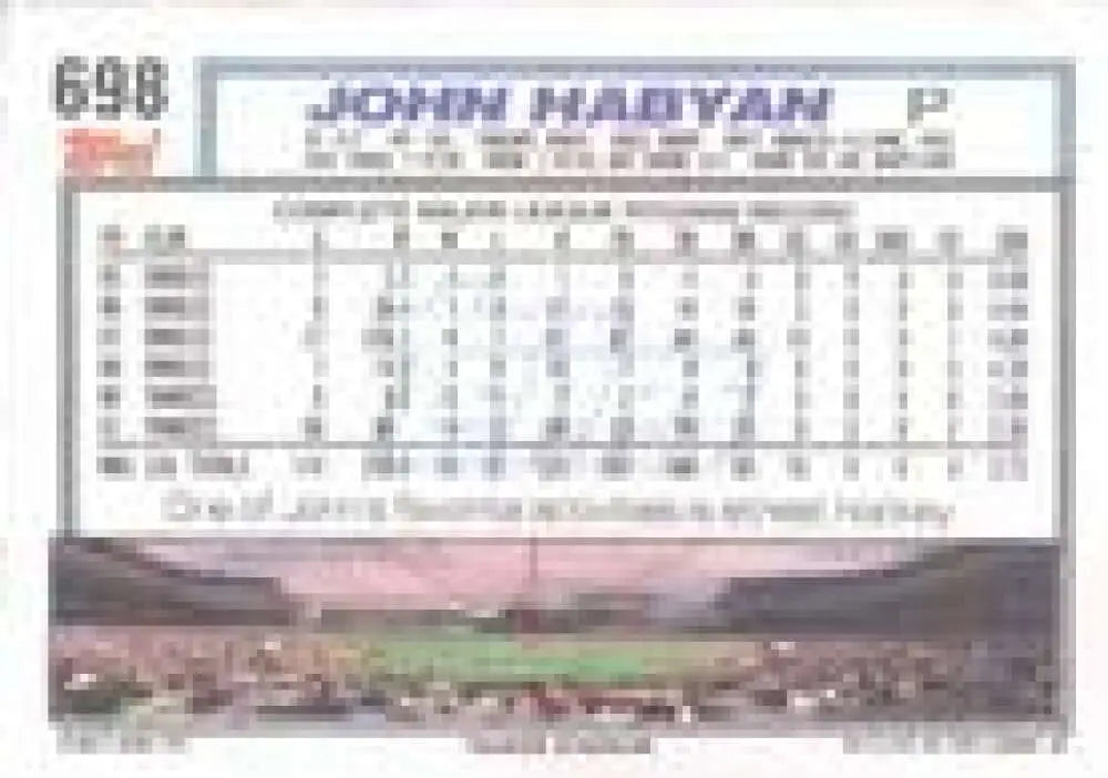 1992 Topps Micro #698 John Habyan NM-MT New York Yankees Baseball Card - Baseball Card Single