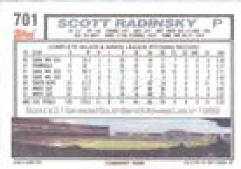 1992 Topps Micro #701 Scott Radinsky NM-MT Chicago White Sox Baseball Card - Baseball Card Single