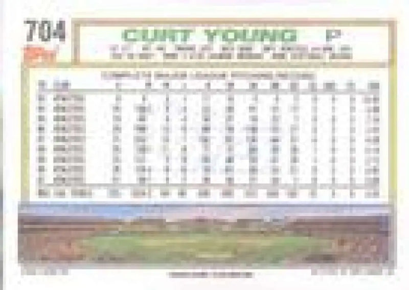 1992 Topps Micro #704 Curt Young NM-MT Oakland Athletics Baseball Card - Baseball Card Single