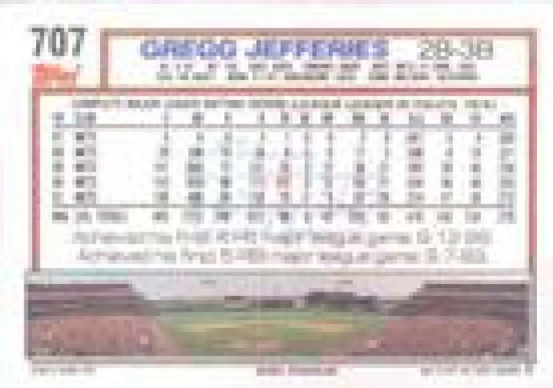 1992 Topps Micro #707 Gregg Jefferies NM-MT New York Mets Baseball Card - Baseball Card Single