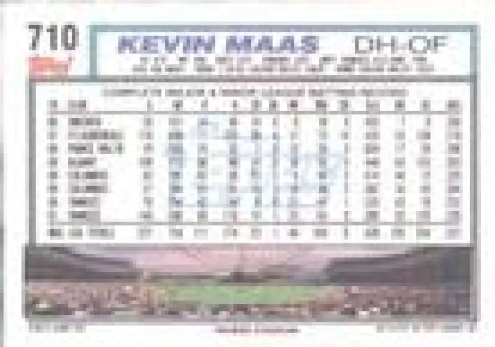 1992 Topps Micro #710 Kevin Maas NM-MT New York Yankees Baseball Card - Baseball Card Single