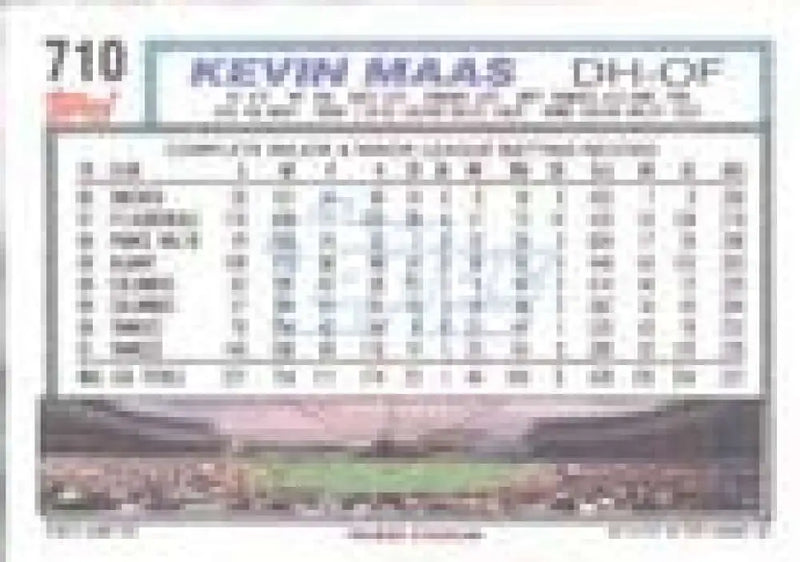 1992 Topps Micro #710 Kevin Maas NM-MT New York Yankees Baseball Card - Baseball Card Single