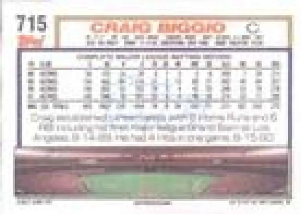 1992 Topps Micro #715 Craig Biggio NM-MT Houston Astros Baseball Card - Baseball Card Single