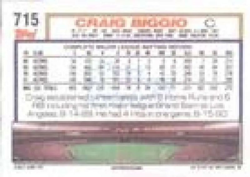 1992 Topps Micro #715 Craig Biggio NM-MT Houston Astros Baseball Card - Baseball Card Single