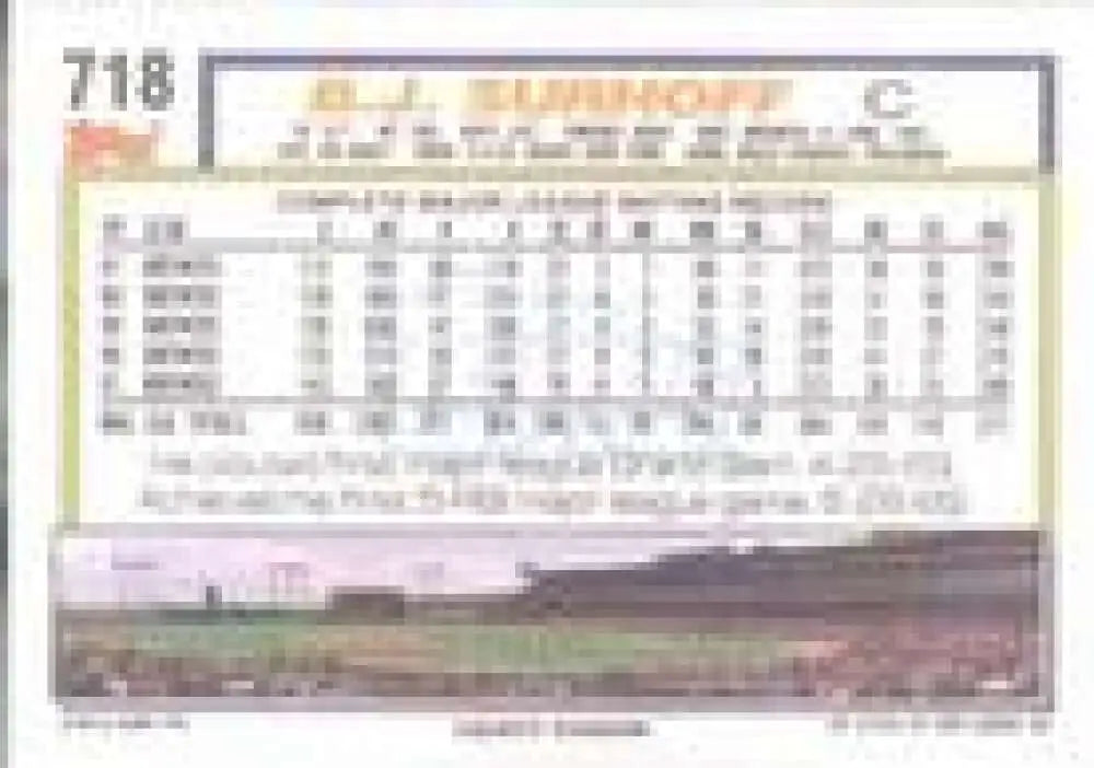 1992 Topps Micro #718 B.J. Surhoff NM-MT Milwaukee Brewers Baseball Card - Baseball Card Single