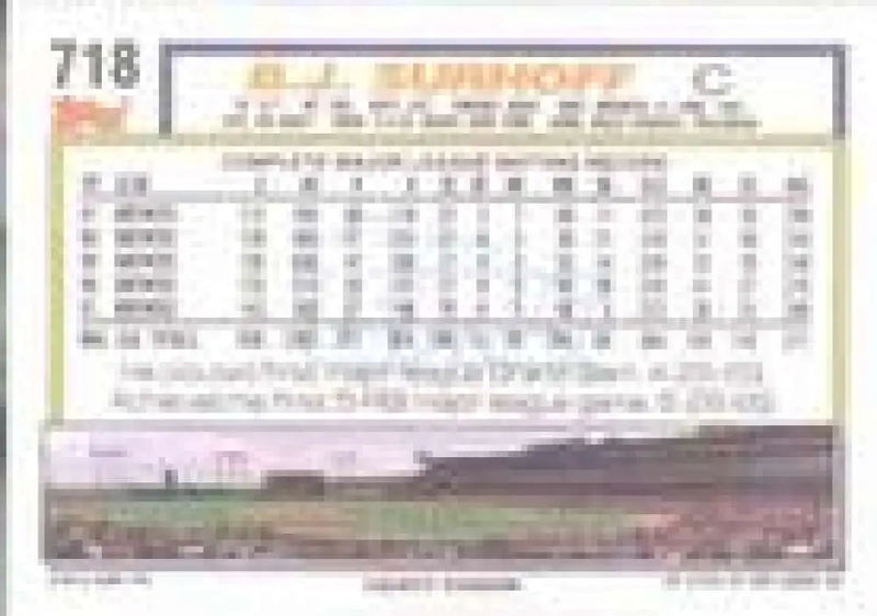 1992 Topps Micro #718 B.J. Surhoff NM-MT Milwaukee Brewers Baseball Card - Baseball Card Single
