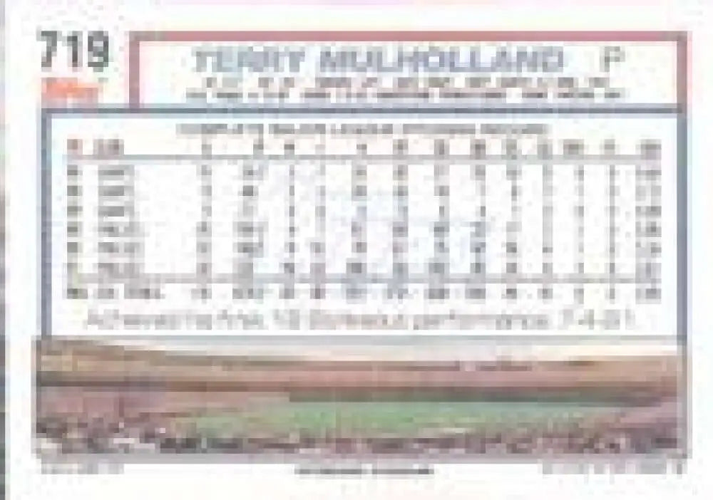 1992 Topps Micro #719 Terry Mulholland NM-MT Philadelphia Phillies Baseball Card - Baseball Card Single