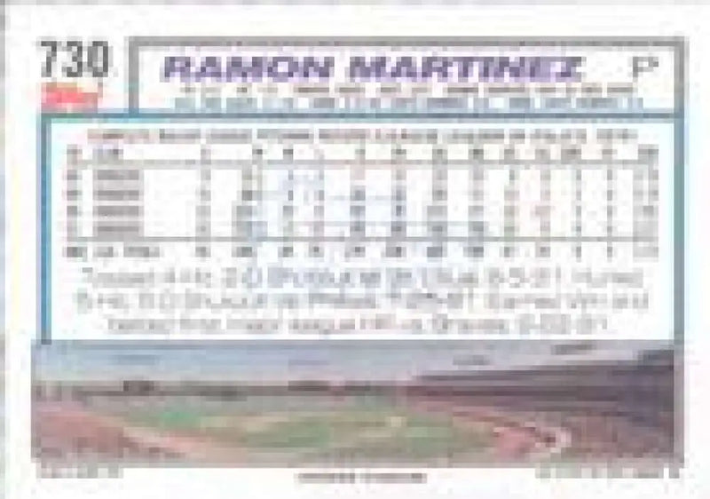 1992 Topps Micro #730 Ramon Martinez NM-MT Los Angeles Dodgers Baseball Card - Baseball Card Single