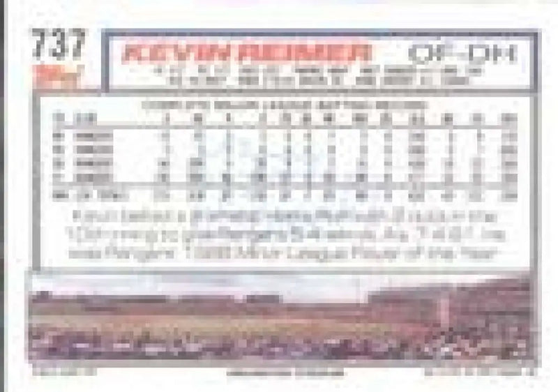 1992 Topps Micro #737 Kevin Reimer NM-MT Texas Rangers Baseball Card - Baseball Card Single