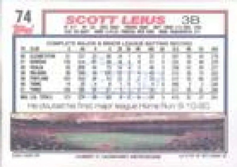 1992 Topps Micro #74 Scott Leius NM-MT Minnesota Twins Baseball Card - Baseball Card Single