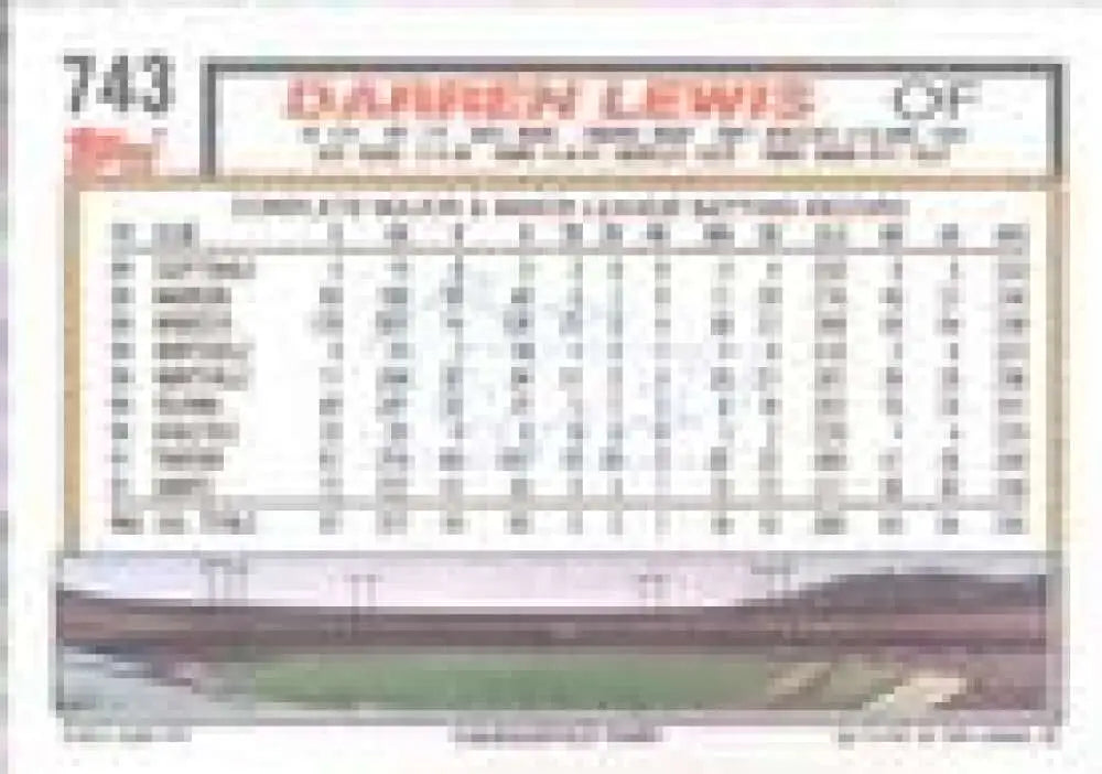 1992 Topps Micro #743 Darren Lewis NM-MT San Francisco Giants Baseball Card - Baseball Card Single