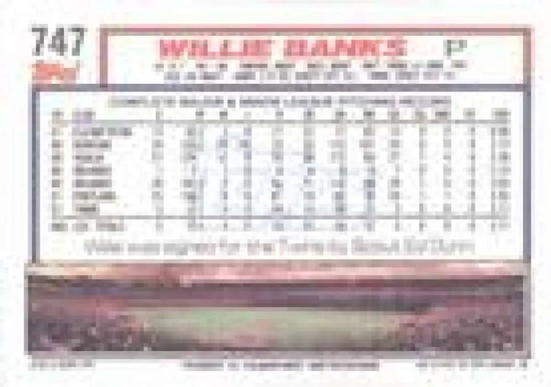 1992 Topps Micro #747 Willie Banks NM-MT Minnesota Twins Baseball Card - Baseball Card Single