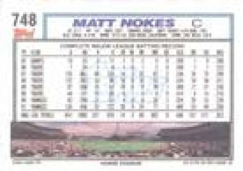 1992 Topps Micro #748 Matt Nokes NM-MT New York Yankees Baseball Card - Baseball Card Single