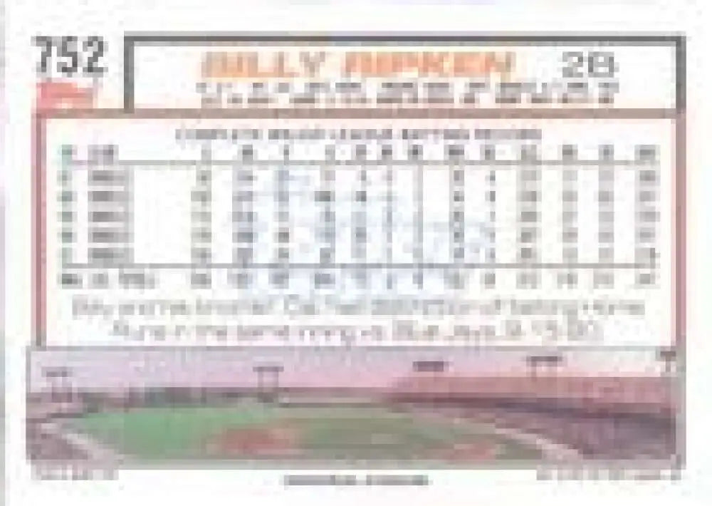 1992 Topps Micro #752 Billy Ripken NM-MT Baltimore Orioles Baseball Card