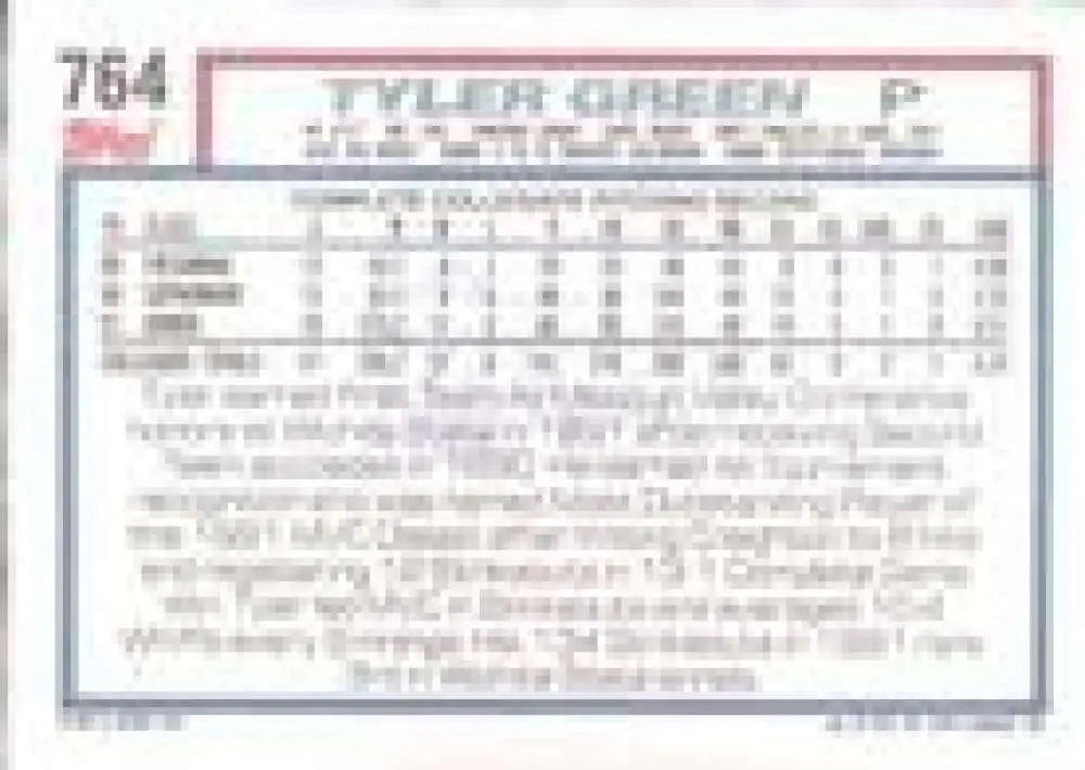 1992 Topps Micro #764 Tyler Green NM-MT RC Rookie Philadelphia Phillies Baseball Card - Baseball Card Single