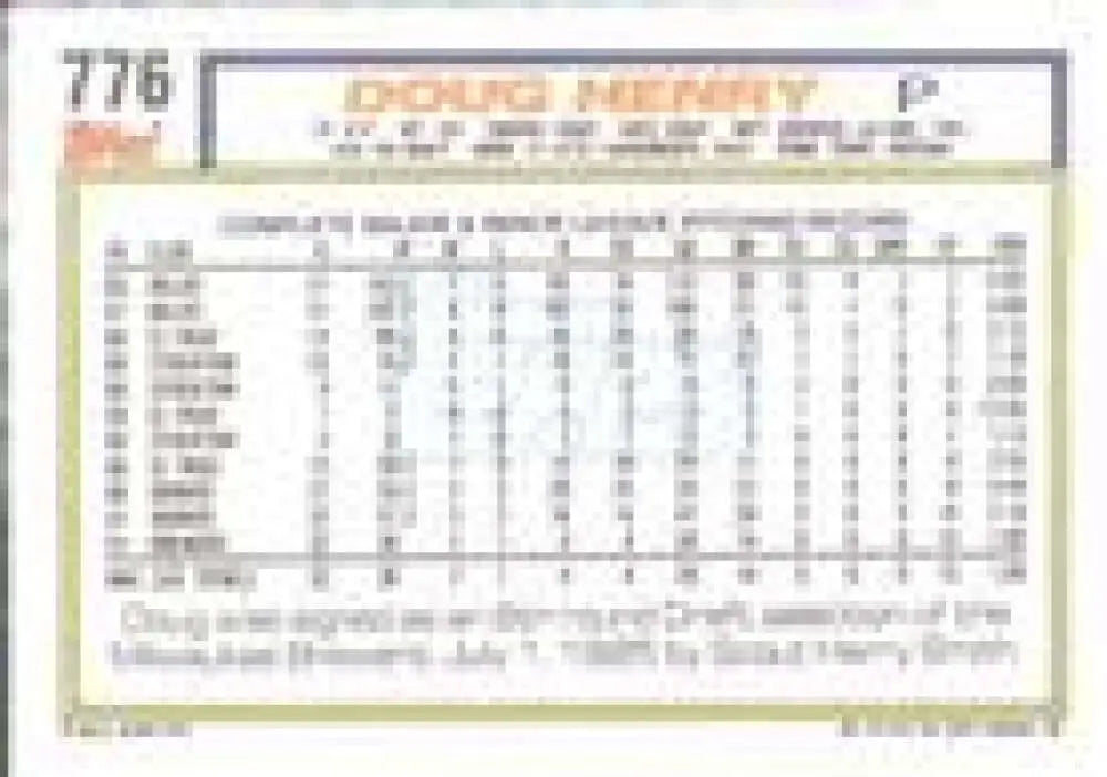 1992 Topps Micro #776 Doug Henry NM-MT RC Rookie Milwaukee Brewers Baseball Card - Baseball Card Single