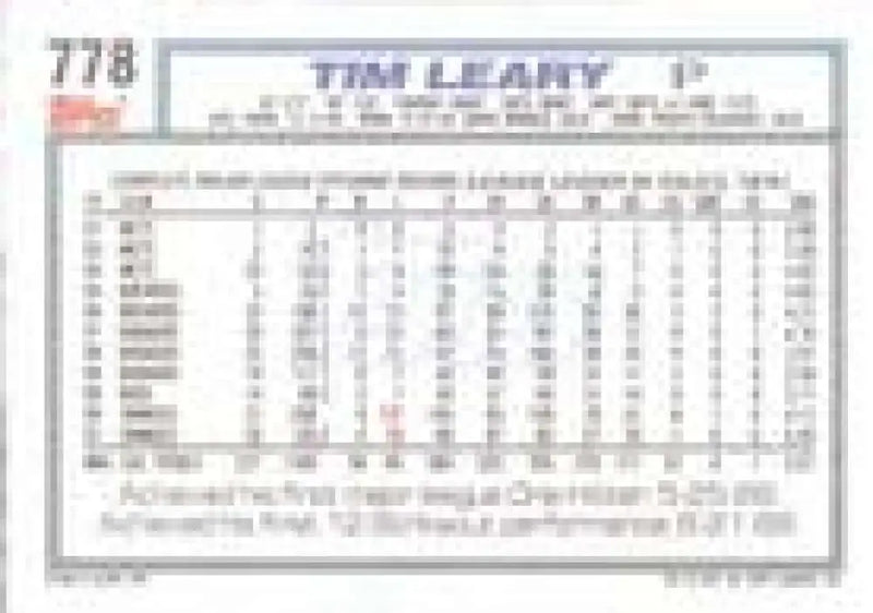 1992 Topps Micro #778 Tim Leary NM-MT New York Yankees Baseball Card - Baseball Card Single