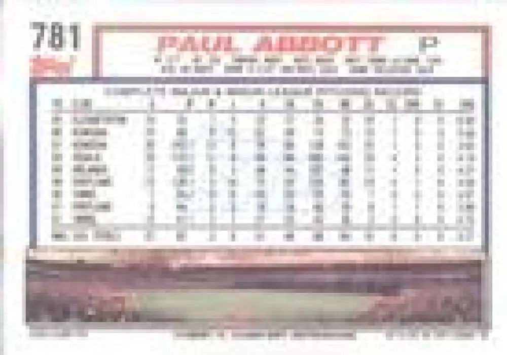 1992 Topps Micro #781 Paul Abbott NM-MT Minnesota Twins Baseball Card - Baseball Card Single