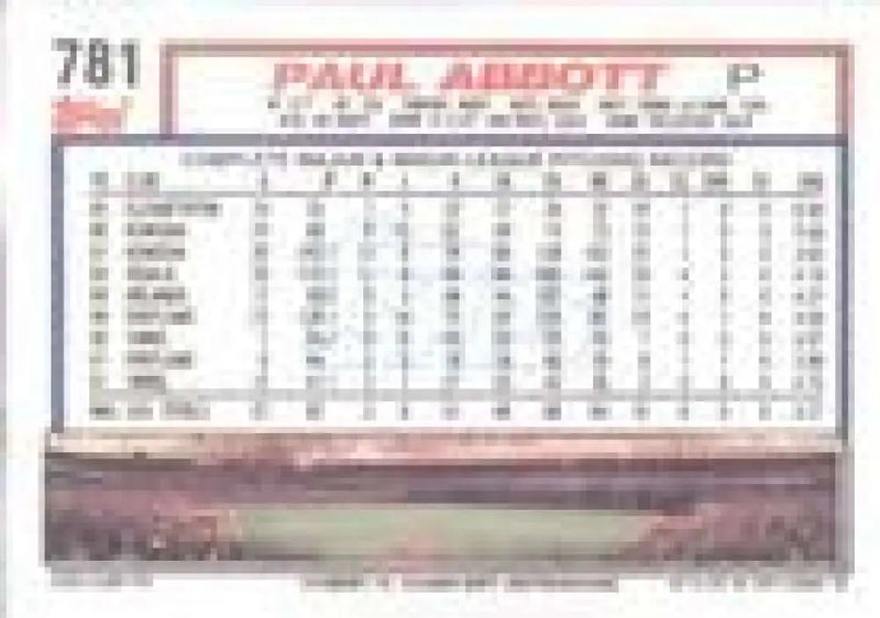 1992 Topps Micro #781 Paul Abbott NM-MT Minnesota Twins Baseball Card - Baseball Card Single