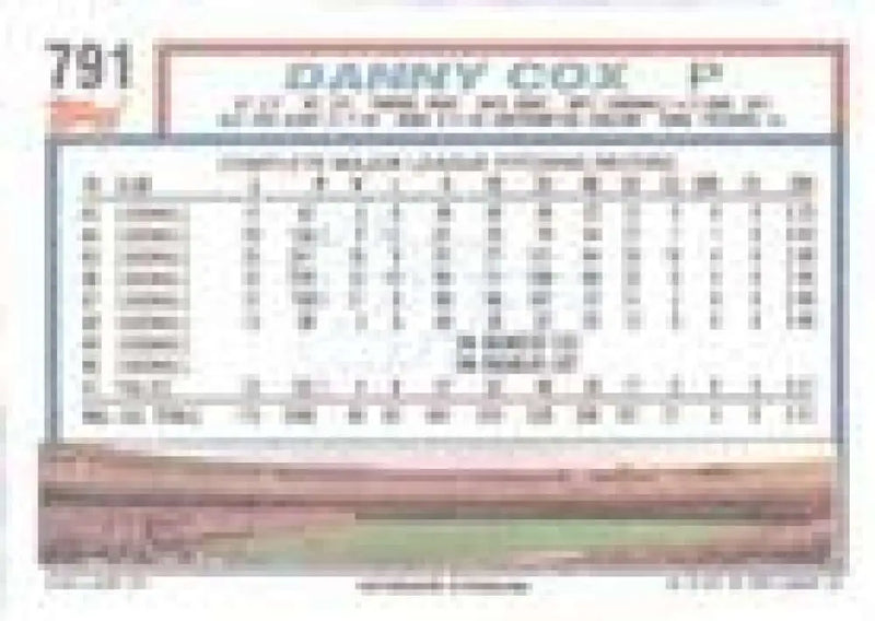 1992 Topps Micro #791 Danny Cox NM-MT Philadelphia Phillies Baseball Card - Baseball Card Single