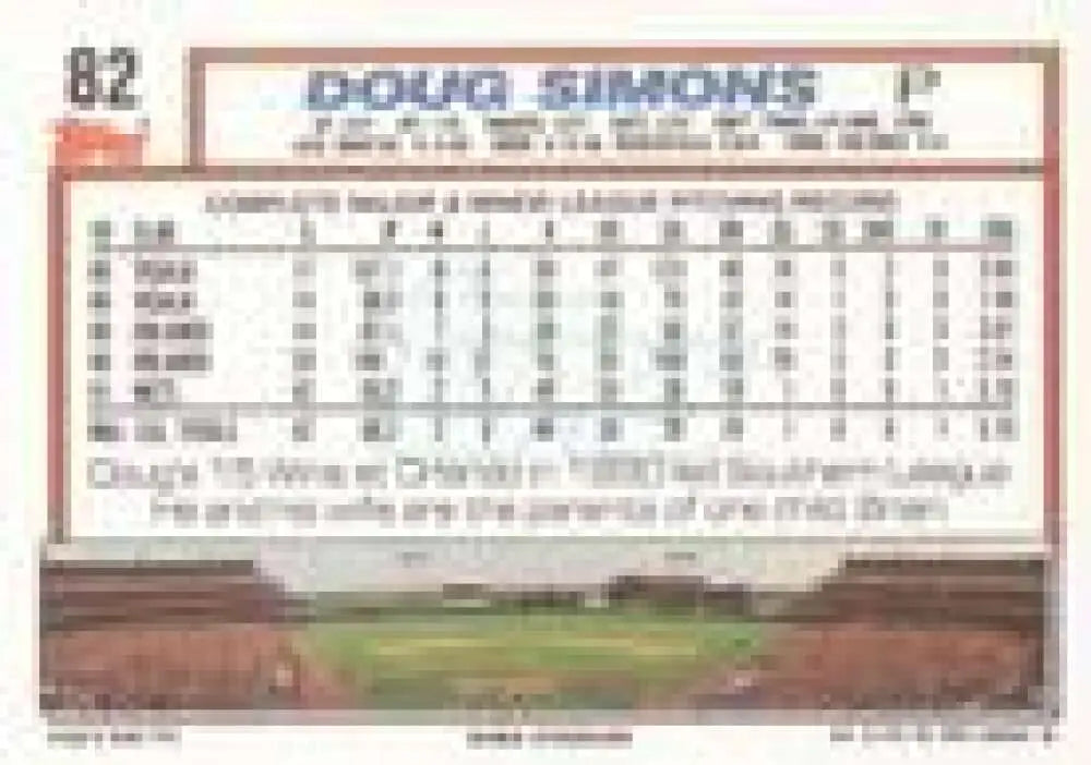 1992 Topps Micro #82 Doug Simons NM-MT New York Mets Baseball Card - Baseball Card Single
