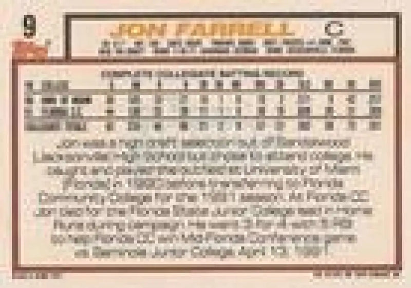 1992 Topps Micro #9 Jon Farrell NM-MT RC Rookie Pittsburgh Pirates Baseball Card - Baseball Card Single