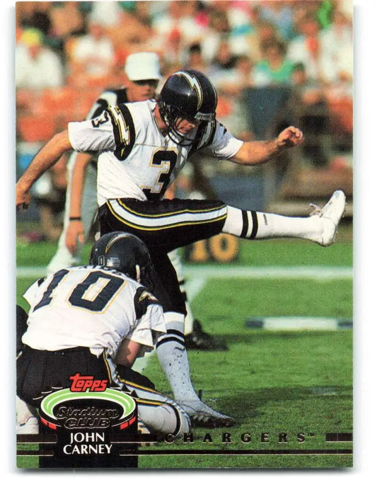 1992 Topps Stadium Club #141 John Carney EX Excellent San Diego Chargers Football Card - Football Card Single