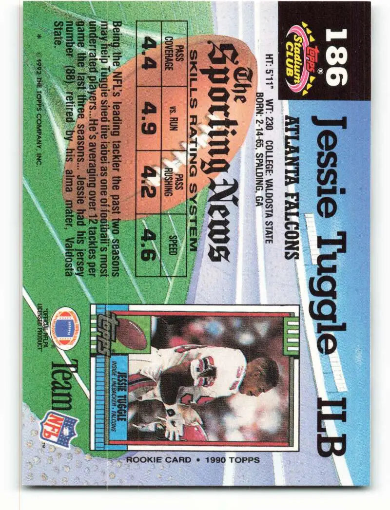 1992 Topps Stadium Club #186 Jessie Tuggle EX Excellent Atlanta Falcons Football Card