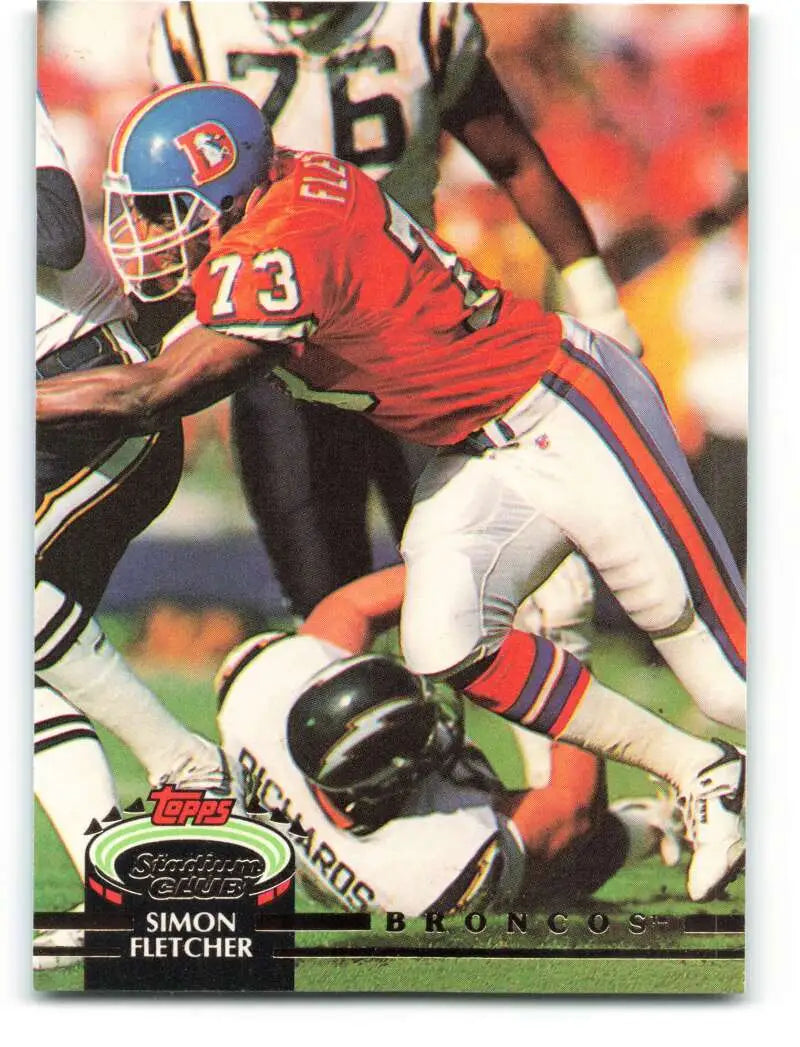 1992 Topps Stadium Club #214 Simon Fletcher EX Excellent Denver Broncos Football Card - Football Card Single