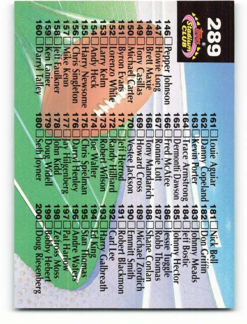 1992 Topps Stadium Club #289 Checklist 101-200 EX Excellent Football Card - Football Card Single