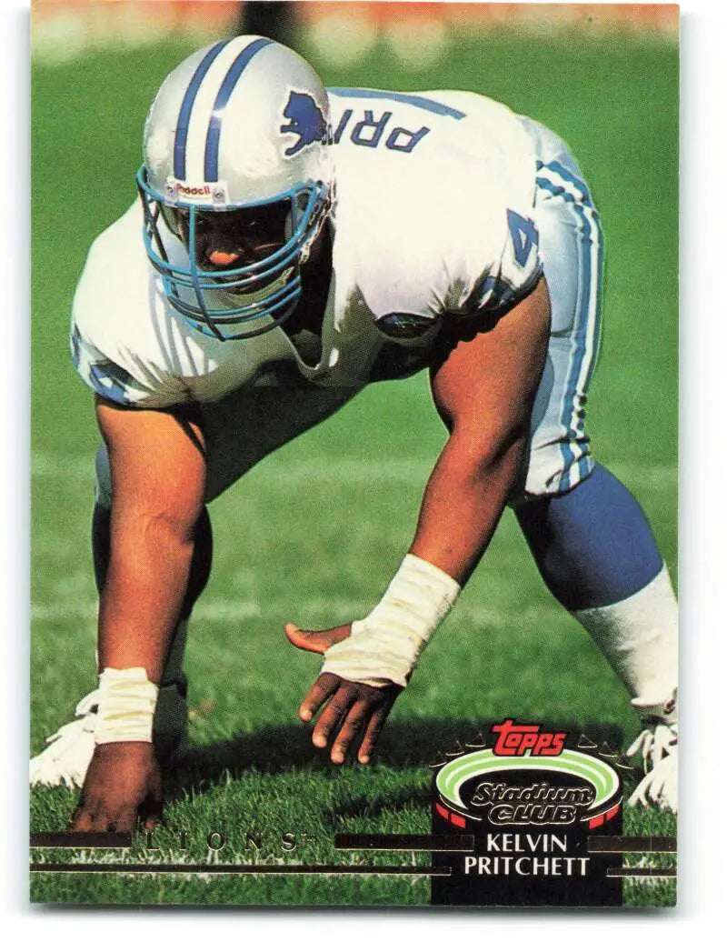 1992 Topps Stadium Club #377 Kelvin Pritchett EX Excellent Detroit Lions Football Card - Football Card Single